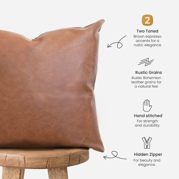 Faux leather decorative home decor pillows cases - Picture 2 of 2